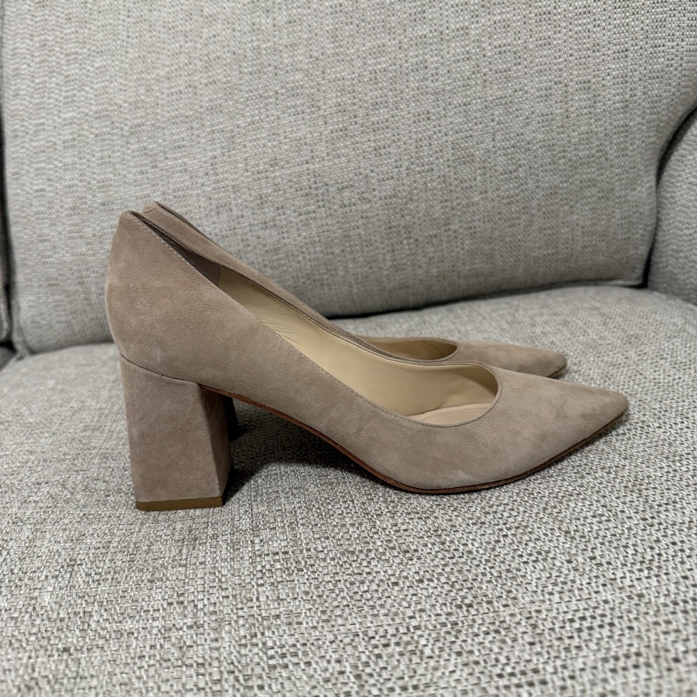 Marc Fisher Tan Suede Zala Block Heel Pump Shoe Size 7.5 - Picture 5 of 9